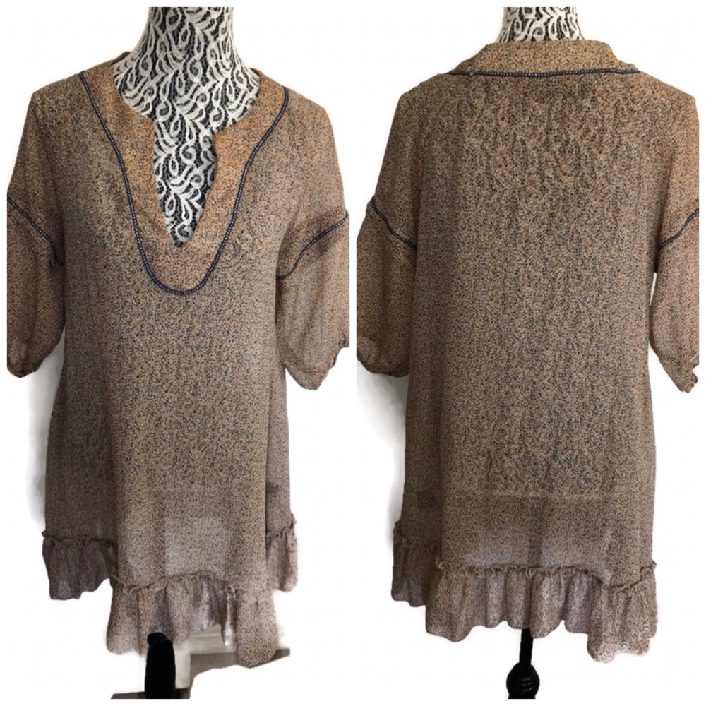 Patterson J. Kincaid Hippie Sheer Tunic Dress1067!